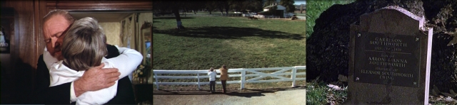 Garrison & Miss Ellie are reunited. Garrison & Miss Ellie take a walk around the ranch. Garrison's grave on Southfork (seen in 1988 and strangely missing from Dallas 2.0)