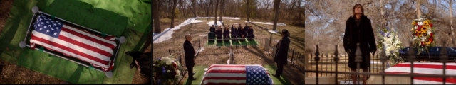 JR's coffin at his funeral. ''Who the hell are the Ramoses?!' 'Where are my other sons?!' Is what JR would most likely be saying if he could. Sue Ellen delivers a very touching eulogy. 